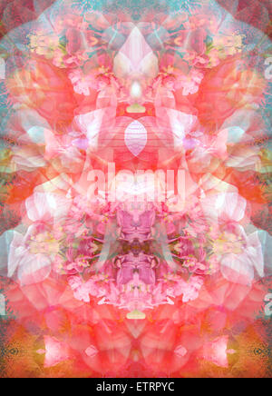 fotografische Schicht arbeiten von Blumen symmetrische ornament Stockfoto