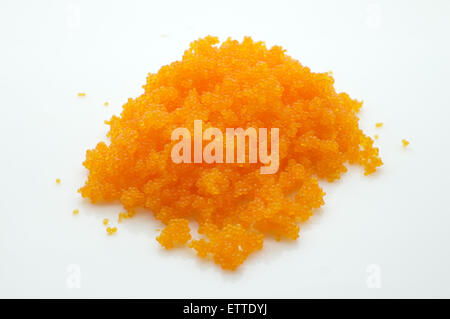 Orange Garnelen-Ei, fliegender Fisch Kaviar, Reh Stockfoto