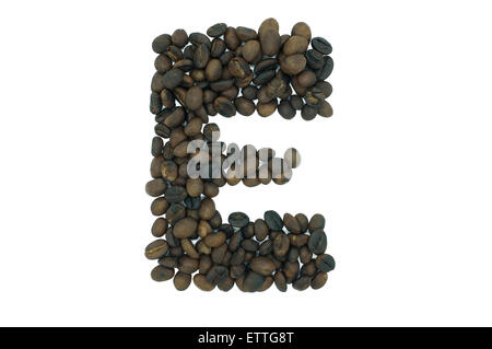 Kreative Alphabet von Kaffeebohne isoliert auf weißem Hintergrund Stockfoto