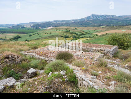 Römische Siedlung bleibt am Monte Cilda in der Nähe von Olleros de Pisuerga, Provinz Palencia, Spanien Stockfoto