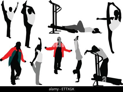 Neun Sport Silhouetten. Vektor-illustration Stock Vektor