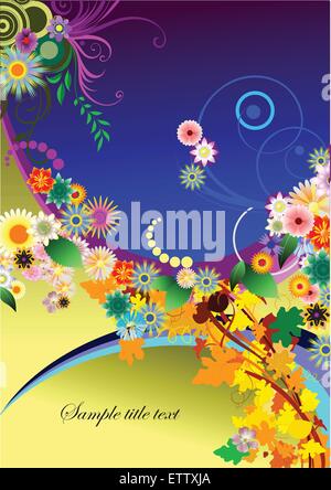 Abstrakte Blumen Sommer floraler Hintergrund. Einsetzbar als Grußkarte zum Geburtstag Stock Vektor