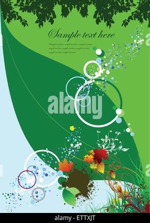 Grüne Grunge floraler Hintergrund. Vektor-illustration Stock Vektor