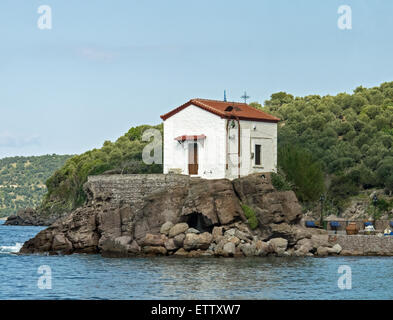 Kirche der Panagia Gorgona in Skala Sikaminias Stockfoto