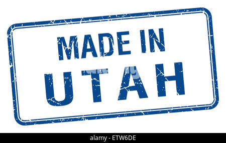 in Utah blauen quadratischen isoliert Stempel gemacht Stockfoto