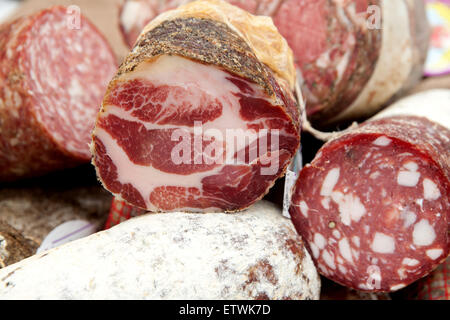 Lebensmittel, italienische Küche, Salami, Coppa Stockfoto