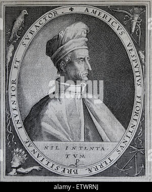 Amerigo Vespucci (1454-1512). Italienische Entdecker, Finanzier, Navigator und Kartograph. Gravur. Stockfoto