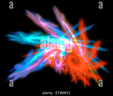 Bunt leuchtende Abstraktion curl in Form von Muscheln auf dunklem Grund Stockfoto