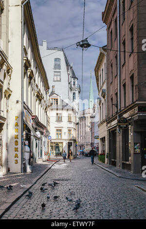 Skunu Iela in der Altstadt von Riga, Lettland Stockfoto