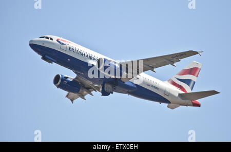 British Airways Airbus a319 G-EUPU Abfahrt Flughafen London-Heathrow LHR Stockfoto