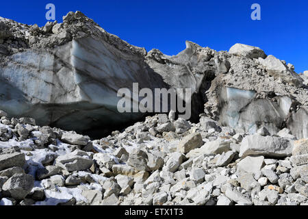 Die Changri Nup Gletscher, Everest base camp Trek, UNESCO-Weltkulturerbe, Sagarmatha Nationalpark, Solu Khumbu Bezirk Khu Stockfoto