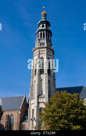 Europa, Niederlande, Zeeland, Middelburg auf der Halbinsel Walcheren, Turm der Kirche der Abtei, Nieuwe Kerk.   Euro Stockfoto