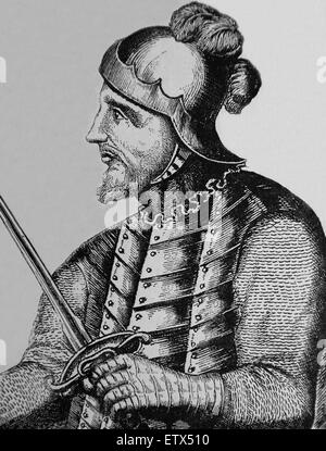 Vasco Nunez de Balboa (1475-1519). Gouverneur, spanische Entdecker und Eroberer. Neue Welt. Gravur. Stockfoto