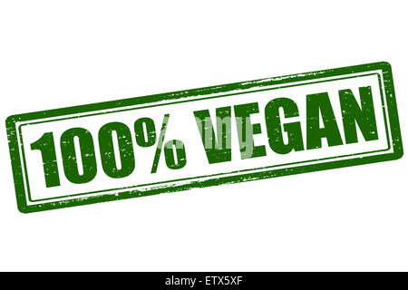 Stempel mit Text zu 100 % Vegan innen, Abbildung Stockfoto