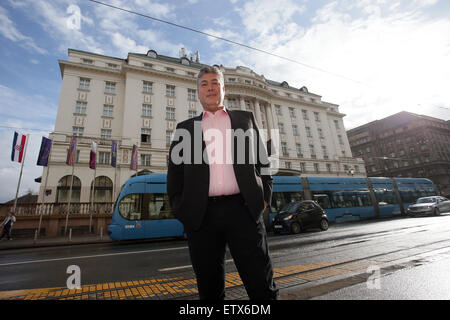 Präsentation des Dokumentarfilms trainiert Serie Jonathan Phang Gourmet im Hotel Esplanade. Die Doku-Serie wird auf dem Travel Channel ausgestrahlt werden.  Mitwirkende: Jonathan Phang Where: Zagreb, Kroatien bei: 26. März 2015 Stockfoto