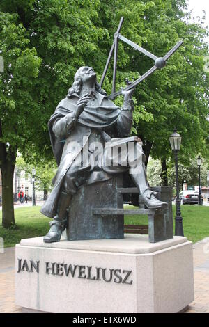 Gdansk, Danzig, Polen. Statue von Jan Heweliusz. Stockfoto