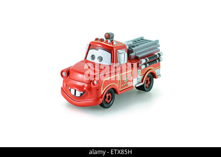 Bangkok, Thailand - 5. Februar 2015: Rescue Squad Mater Spielzeugauto ein Protagonist der dem Disney Pixar Film Cars. Stockfoto