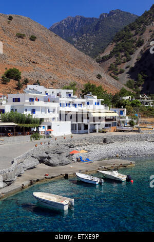 Agia Roumeli, Griechenland, mit Blick auf das Meer Dorf Agia Roumeli auf Kreta Stockfoto