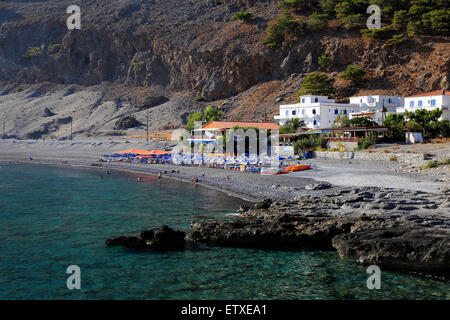 Agia Roumeli, Griechenland, mit Blick auf das Meer Dorf Agia Roumeli auf Kreta Stockfoto