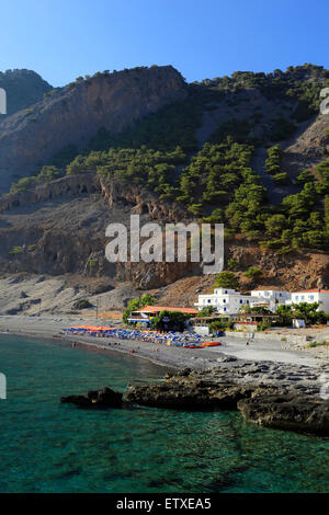 Agia Roumeli, Griechenland, mit Blick auf das Meer Dorf Agia Roumeli auf Kreta Stockfoto