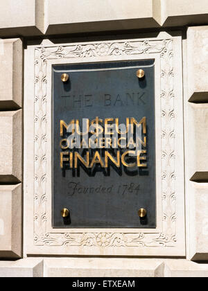 Museum der amerikanischen Finanzen Zeichen, Wall Street, New York, USA Stockfoto