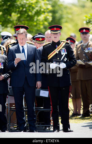 Seine königliche Hoheit Prinz Harry und Premierminister David Cameron Teilnahme an der Einweihungsfeier der Bastion Wand an der NMA Stockfoto