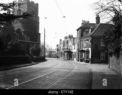 Hillingdon Dorf, Kreuzung Vine Lane, London. 14. April 1930 Stockfoto