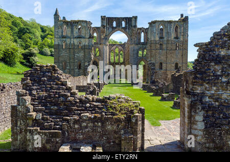 Ruinen von Rievaulx Abbey, in der Nähe von Helmsley, North Yorkshire, England, UK Stockfoto