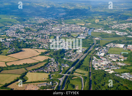 Carmarthen, Südwest-Wales, aus der Luft Stockfoto