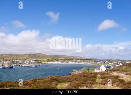 Blick über den Hafen in der Leodamais Bucht. Port Ellen, Isle of Islay, Argyll & Bute, Inneren Hebriden, Schottland, Großbritannien Stockfoto