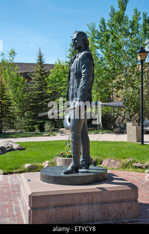 Statue des berühmten Helden des wilden Westens Buffalo Bill, Cody, Wyoming, USA, Nordamerika Stockfoto