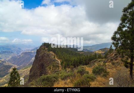 Im Landesinneren zentrale Gran Canaria, Caldera de Tejeda, teilweise bewölkten Tag, Wanderweg Stockfoto