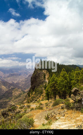 Im Landesinneren zentrale Gran Canaria, Caldera de Tejeda, teilweise bewölkten Tag, Wanderweg Stockfoto