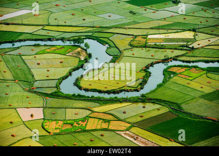 Reisfeld im Tal in Bacson, Langson, Vietnam Stockfoto