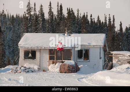 Kleine Hütte Winter See Mistassini Northern Quebec Stockfoto