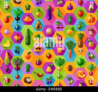 Obst und Gemüse Vektor-Logo Design-Vorlage. frische Lebensmittel oder Gartenarbeiten, Gartenbau-Symbole. flache Darstellung Stock Vektor