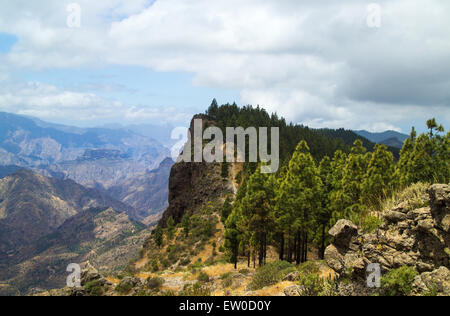 Im Landesinneren zentrale Gran Canaria, Caldera de Tejeda, teilweise bewölkten Tag, Wanderweg Stockfoto