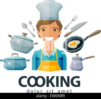 Koch, Koch-Vektor-Logo-Design-Vorlage. Kochen oder Geschirr-Symbol. flache Darstellung Stock Vektor