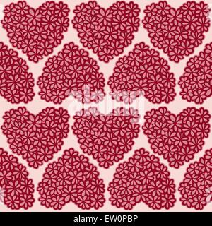 Nahtlose Textur mit floralen Herzen Stock Vektor