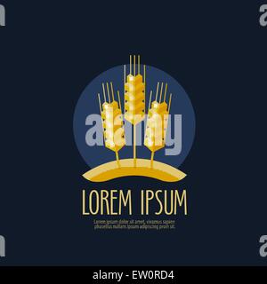 Weizen, Brot-Vektor-Logo-Design-Vorlage. Bauernhof oder Ernte-Symbol. flache Darstellung Stock Vektor