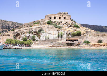 Spinalonga Burg auf Spinalonga Insel ist eine wichtige touristische Attraktion in Kreta, Griechenland. Stockfoto