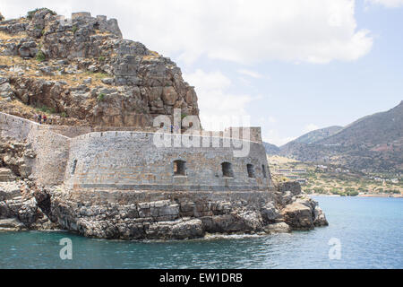 Spinalonga Burg auf Spinalonga Insel ist eine wichtige touristische Attraktion in Kreta, Griechenland. Stockfoto