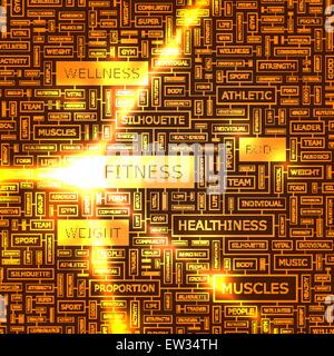 FITNESS. Wort-Wolke-Abbildung. Tag Cloud-Konzept Collage. Stock Vektor