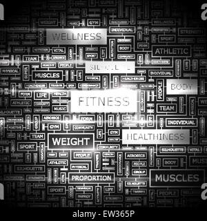 FITNESS. Wort-Wolke-Abbildung. Tag Cloud-Konzept Collage. Stock Vektor