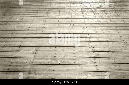 Holz Hintergrundtextur von Promenade im Sonnenschein. Stockfoto