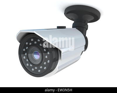 CCTV-Kamera auf weißem Hintergrund (durchgeführt in 3d) Stockfoto