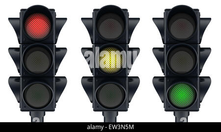 Drei Ampel-Symbol (in 3d gemacht, isoliert) Stockfoto
