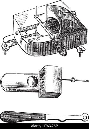Austern-Werkzeuge, Vintage gravierten Abbildung. Stock Vektor