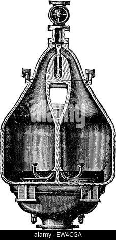 Pulsmesser, zwei Birnen, Vintage gravierten Abbildung durchschneiden. Industrielle Enzyklopädie E.-O. Lami - 1875. Stock Vektor