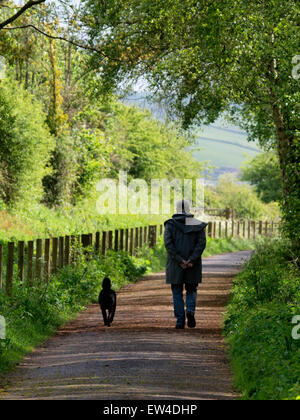 Alter Mann zu Fuß entlang der Tarka Trail, Devon, UK Stockfoto